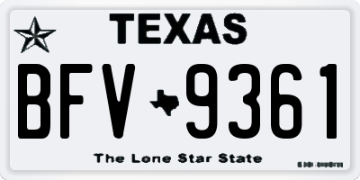 TX license plate BFV9361