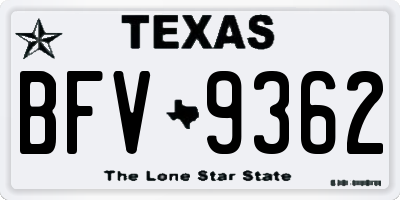 TX license plate BFV9362