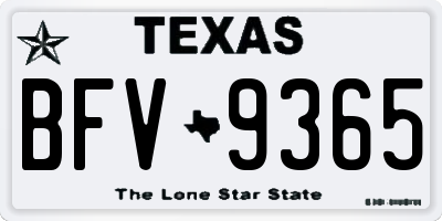 TX license plate BFV9365