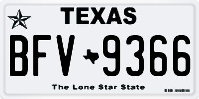 TX license plate BFV9366