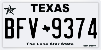 TX license plate BFV9374