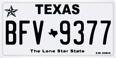 TX license plate BFV9377