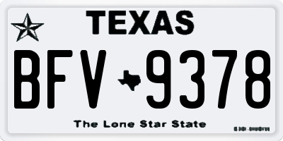 TX license plate BFV9378