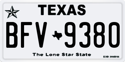 TX license plate BFV9380