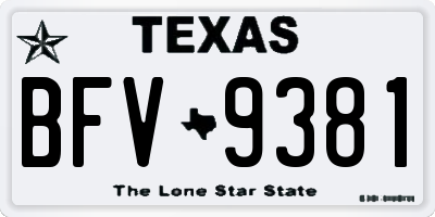 TX license plate BFV9381