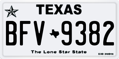 TX license plate BFV9382