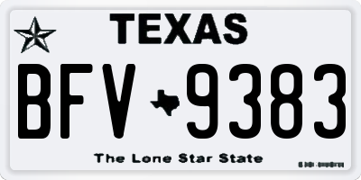 TX license plate BFV9383