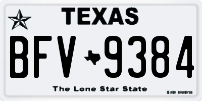 TX license plate BFV9384