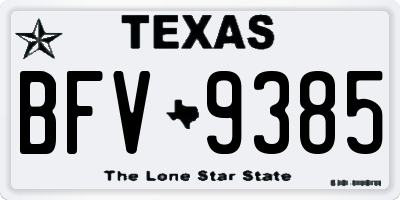 TX license plate BFV9385