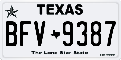 TX license plate BFV9387