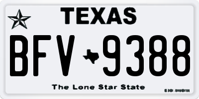 TX license plate BFV9388