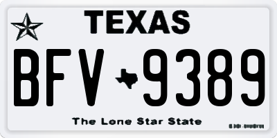 TX license plate BFV9389