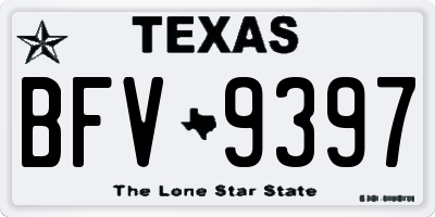 TX license plate BFV9397