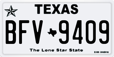 TX license plate BFV9409