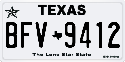 TX license plate BFV9412