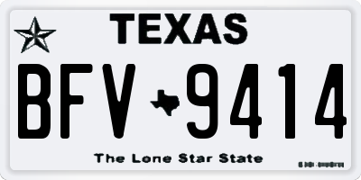 TX license plate BFV9414