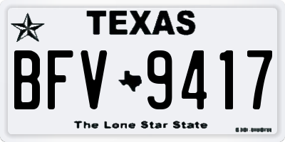 TX license plate BFV9417