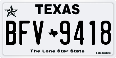 TX license plate BFV9418