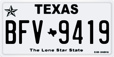 TX license plate BFV9419