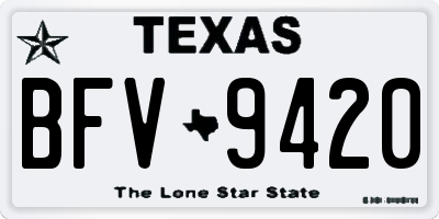 TX license plate BFV9420