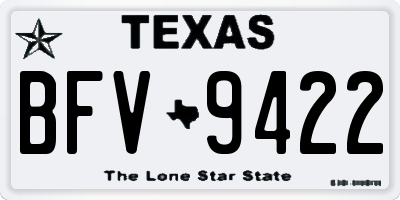 TX license plate BFV9422