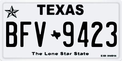 TX license plate BFV9423
