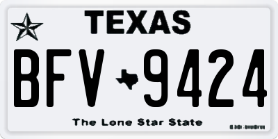 TX license plate BFV9424