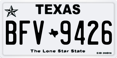 TX license plate BFV9426
