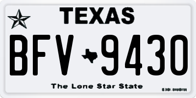 TX license plate BFV9430