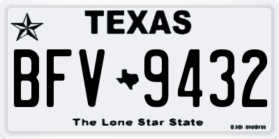 TX license plate BFV9432
