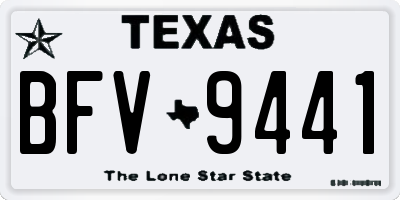 TX license plate BFV9441