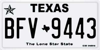 TX license plate BFV9443