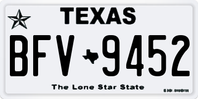 TX license plate BFV9452