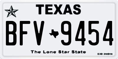 TX license plate BFV9454