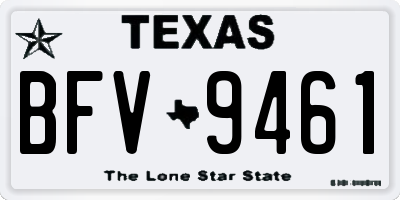 TX license plate BFV9461