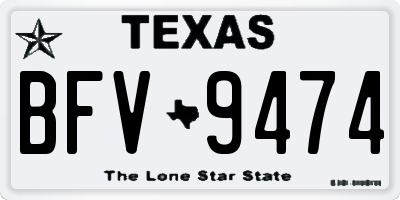 TX license plate BFV9474