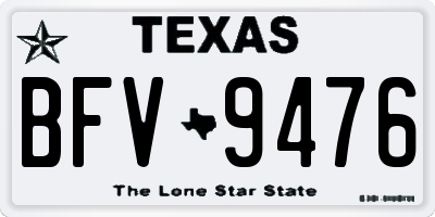 TX license plate BFV9476