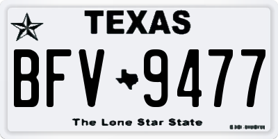 TX license plate BFV9477