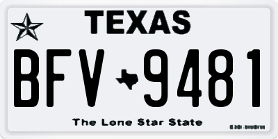 TX license plate BFV9481