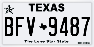 TX license plate BFV9487