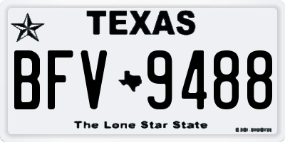 TX license plate BFV9488