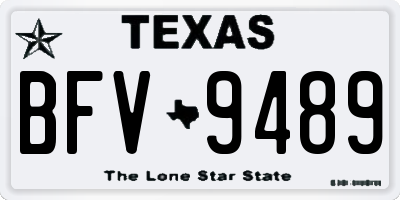 TX license plate BFV9489