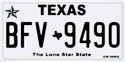 TX license plate BFV9490