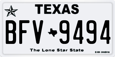 TX license plate BFV9494