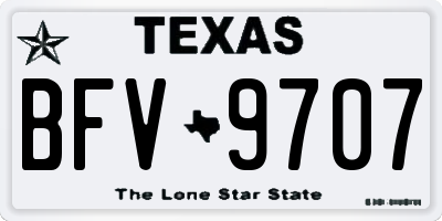 TX license plate BFV9707