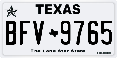 TX license plate BFV9765