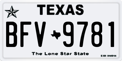 TX license plate BFV9781