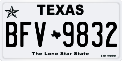 TX license plate BFV9832
