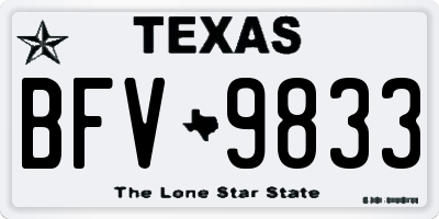 TX license plate BFV9833