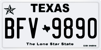 TX license plate BFV9890